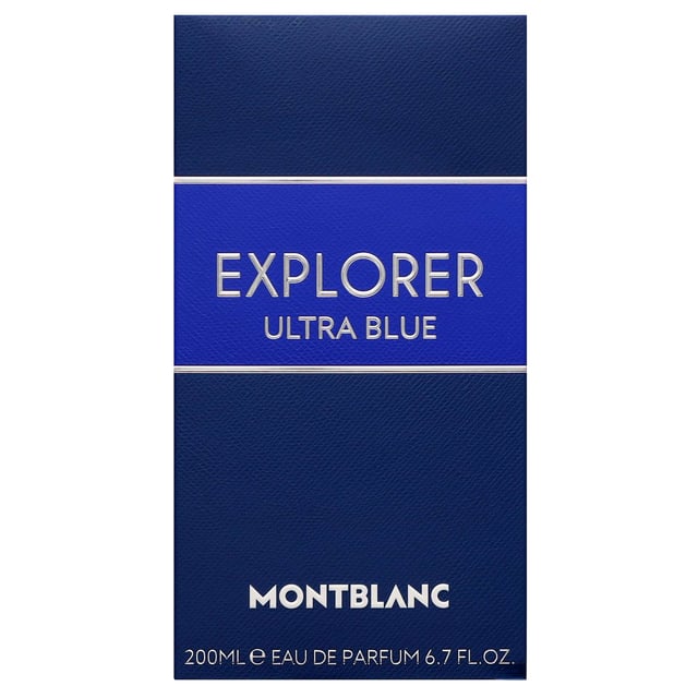 Montblanc Explorer Ultra Blue 200ml Eau de Parfum for Men Experience the essence of adventure with Montblanc Explorer Ultra Blue Eau de Parfum. This 200ml fragrance transports you to the ocean's depths, featuring a vibrant blend of zesty bergamot, pink pepper, and exotic fruits for a refreshing opening. The heart reveals captivating marine notes of ambergris, while a robust base of woods, patchouli, and leather provides a warm, earthy finish. Perfect for the modern man who embraces exploration. Please note, we cannot ship fragrances over 150ml outside of the UK.