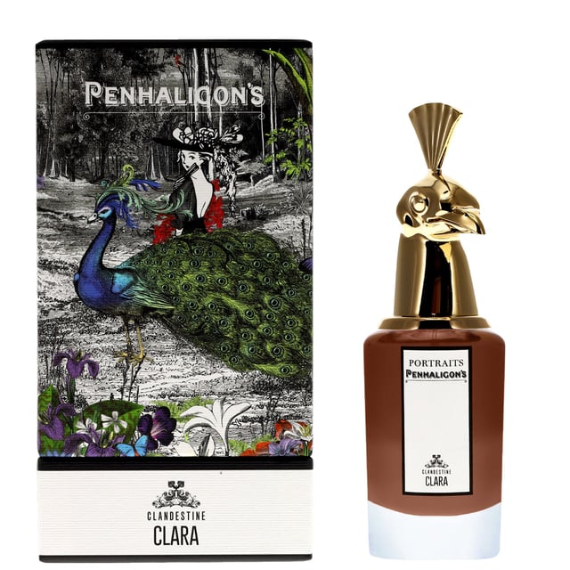 Discover the enchanting allure of Penhaligon's Clandestine Clara Eau de Parfum, a luxurious fragrance for women. This exquisite perfume features a captivating blend of indulgent spices and sweet gourmand notes, beginning with a bold rum top note. The heart reveals a rich tonka bean accord, while the base is beautifully rounded off with warm amber tones of oppoponax. Perfect for those who seek a scent that whispers of adventure and mystery, this 75ml spray is a must-have addition to your fragrance collection.