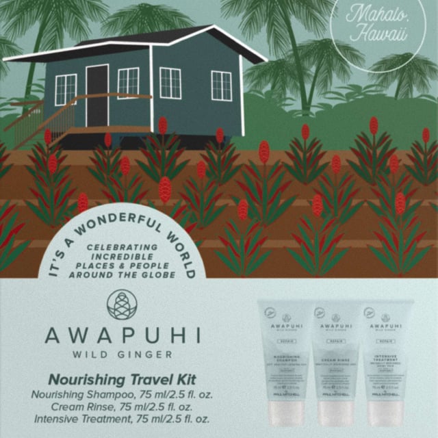 Paul Mitchell Awapuhi Wild Ginger Nourishing Travel Kit for Women290 grams Discover the Paul Mitchell Awapuhi Wild Ginger Nourishing Travel Kit, perfect for maintaining healthy, vibrant hair while traveling. This luxurious set includes a 75ml Awapuhi Wild Ginger Nourishing Shampoo, a 75ml Cream Rinse, and a 75ml Intensive Treatment. Each product is formulated with KeraTriplex®, a blend of keratin proteins that repairs and rejuvenates all hair types, especially color-treated and chemically processed hair. Enjoy the moisturizing benefits of natural awapuhi extract for enhanced manageability and shine, ideal for women seeking travel-friendly hair care.