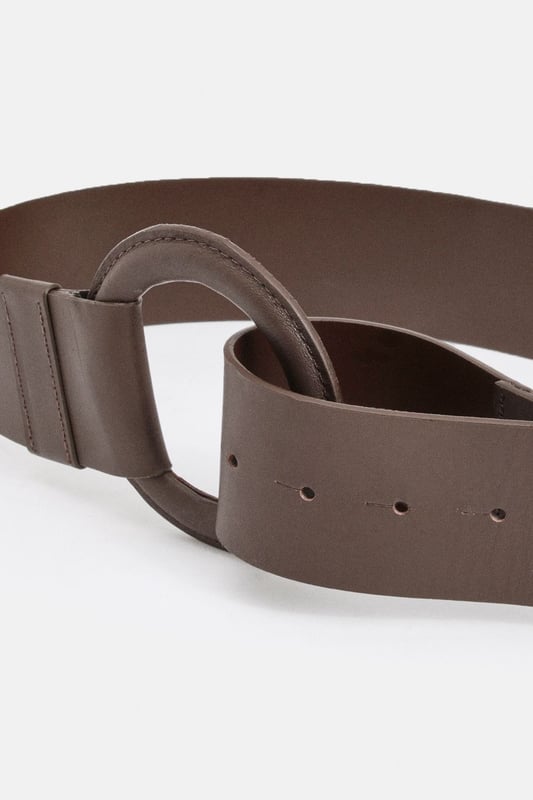 Leather Ring Detail Chunky Belt
