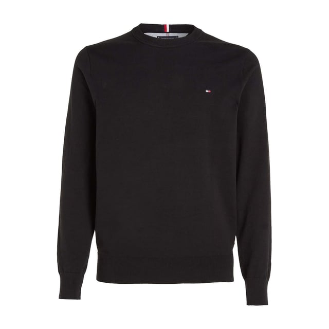 Tommy Hilfiger - "1985" Pullover Top Rundhalsausschnitt für Herren (Schwarz) 81% Bio-Baumwolle, 19% Polyester. Gewebe: Jerseyware. Design: Gesticktes Logo, Unifarben. Saum: gerippt. Rundhalsausschnitt, gerippt. Langärmlig. Bündchen: gerippt. Zum Überziehen. XS: 86,36 cm. S: 96,52 cm. M: 102 cm. L: 107 cm. XL: 112 cm. XXL: 116,84 cm.