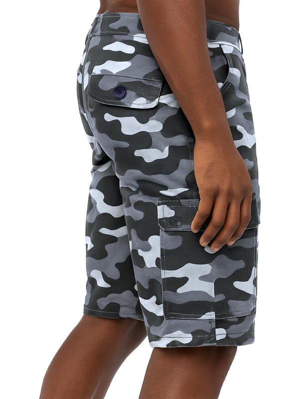 Update your casual collection with these Kruze Mens Camo Shorts. Featuring 2 Front Pockets, 2 Buttoned Back Pockets and 2 Velcro Side Pockets. Crafted primarily from polyester and cotton