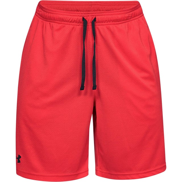 100% Polyester. Fabric: Mesh, Stretch. Design: Logo, Plain. Pockets: 2 Side Pockets, Open Pockets. Fabric Technology: Breathable, Lightweight, Moisture Wicking, Quick Dry, Soft, UA Tech. Waistline: Drawcord, Elasticated. Unlined. Fit: Regular.
