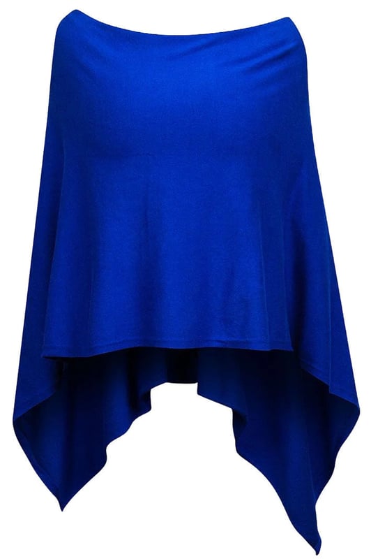 This gorgeous soft knit poncho from Betty Barclay is made from a fine viscose blend knit. In a royal blue hue, this poncho can be worn as a slash neck or cowl neck (simply turn around) and is the perfect cover for summer evenings, or winter parties.
Smooth Fine Knit
Wide Slash Neck
Front 18" Back 29" Shoulder to Hem
These are end of line ex Betty Barclay.