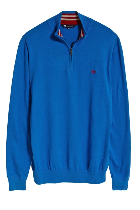 This sweater is perfect for year-round wear. Featuring a zip neck with contrast stripes inside neckline, and an embroidered crew oars logo on the chest. This sweater exudes sophistication and luxury.

29" Shoulder to Hem.