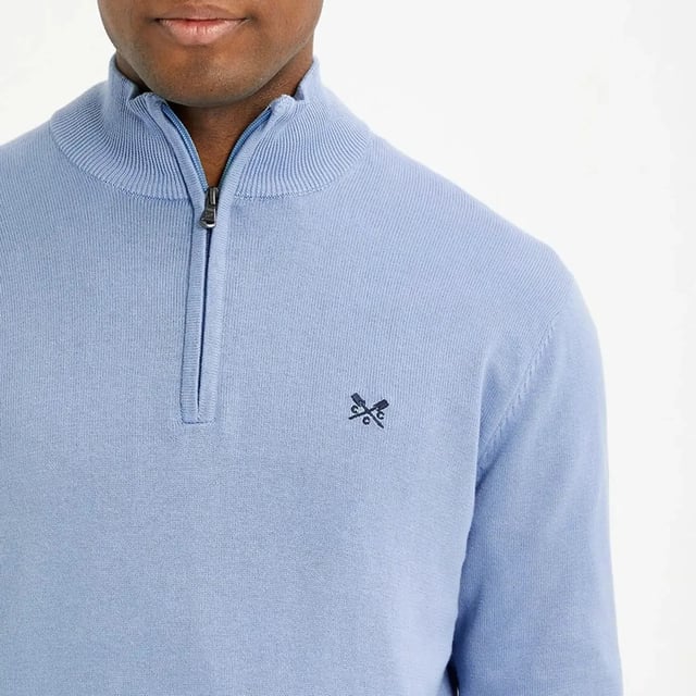 This sweater is perfect for year-round wear. Featuring a zip neck with contrast stripes inside neckline, and an embroidered crew oars logo on the chest. This sweater exudes sophistication and luxury.

29" Shoulder to Hem.