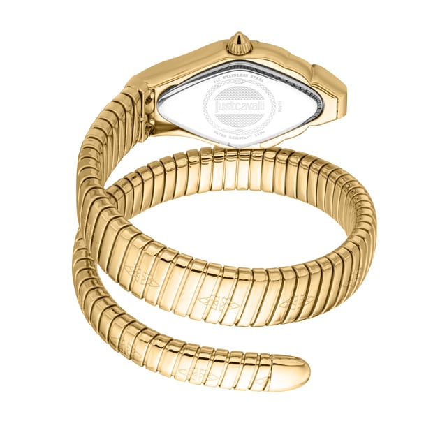Introductie van de Just Cavalli Signature Snake Dameshorloge, een opvallende mix van mode en functionaliteit. Dit horloge met quartz beweging beschikt over een ronde behuizing van roestvrij staal met mineraalglas en een gesloten achterkant, wat zorgt voor duurzaamheid en een waterbestendigheid van 30m. De grijze wijzerplaat wordt elegant aangevuld met een gouden roestvrijstalen armband met een vouwsluiting, waardoor het een naadloze uitstraling voor elke gelegenheid creëert. Dit horloge is een waar symbool van verfijning en stijl, perfect voor de moderne vrouw. JC1L306M0035