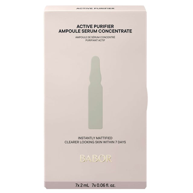 Entdecken Sie die Kraft der BABOR Active Purifier Ampullen, die speziell für fettige und zu Unreinheiten neigende Haut formuliert sind. Dieses 7er-Pack wirkt wie ein Wundermittel gegen Pickel und Glanz. Mit Teebaum- und Schieferöl bekämpfen diese Ampullen Unreinheiten und reduzieren die Fettigkeit. Erleben Sie in nur 7 Tagen klarere, matte Haut, während antibakterielle Eigenschaften Bakterien bekämpfen und überschüssigen Talg absorbieren. Angereichert mit Panthenol für die Hydratation fördert diese Lösung einen ausgewogenen Teint. Ideal für Ihre Hautpflegeroutine, nach der Reinigung auftragen, um sichtbare Ergebnisse zu erzielen.