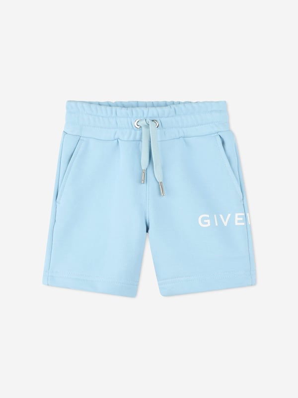 Baby Boys Logo Print Short in Blue Givenchy combine classicism with subversion in their visually compelling portraits. These baby boys sea shorts are reflective of the French luxury label's sleek high quality and versatile edge. Engineered in the finest high quality, showcasing an elasticated drawstring waist, Givenchy print on the side, and a 4G print on the back pocket. Fleece 85 Organic Cotton, 15 Polyester