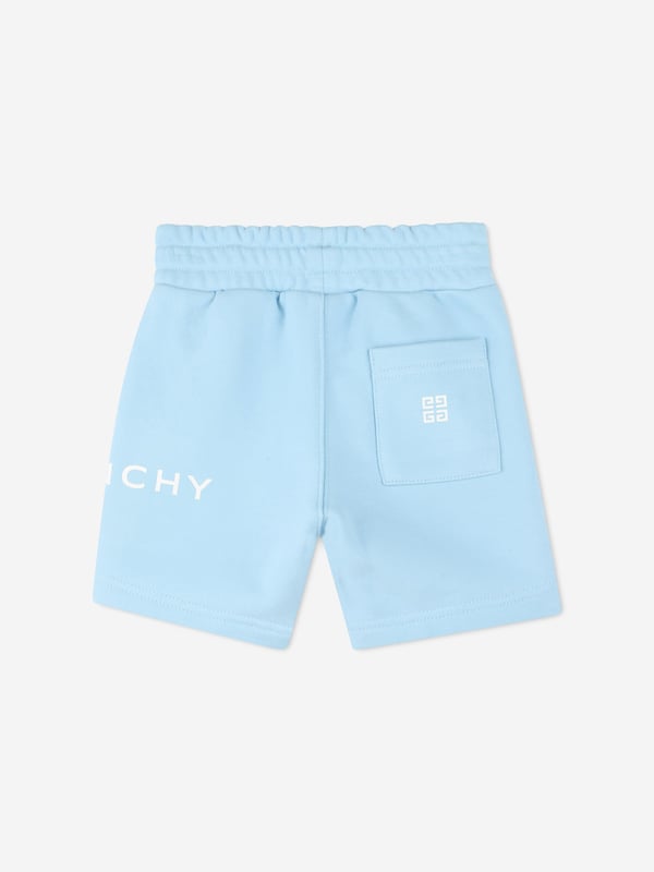 Baby Boys Logo Print Short in Blue Givenchy combine classicism with subversion in their visually compelling portraits. These baby boys sea shorts are reflective of the French luxury label's sleek high quality and versatile edge. Engineered in the finest high quality, showcasing an elasticated drawstring waist, Givenchy print on the side, and a 4G print on the back pocket. Fleece 85 Organic Cotton, 15 Polyester