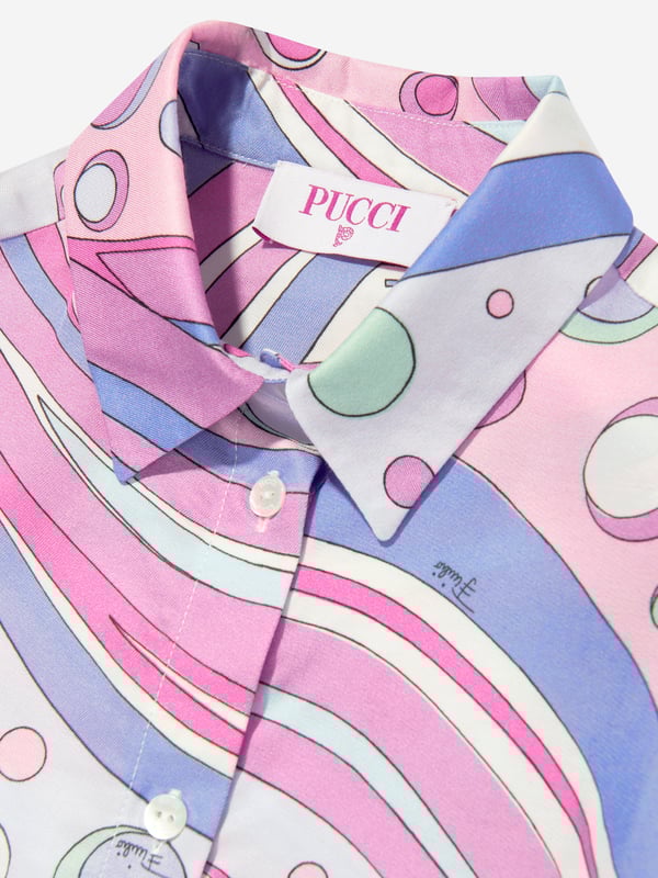 Emilio Pucci incorporate passion and fine detail into their designs. This girls rose multicolour blouse has vibrant patterning and pearlescent buttons. Made in Italy Collar Long Sleeves Straight Hem 100 Viscose