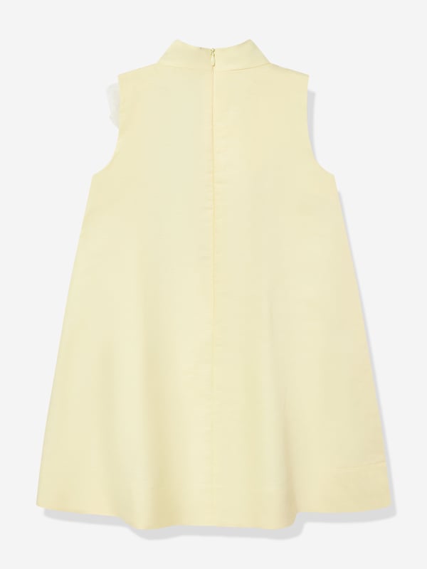 Jessie and James incorporate passion and timeless elegance into their beautiful aesthetics. This girls Ring A Roses yellow dress is reflective of the label's intricate craftsmanship and precision of beauty. It features delicate ruffles on the bodice and skirt. There is a white waistband and an elegant floral appliqué on one side. Signified by a distinctive logo plaque by extra designer charm. Excusive to Childsplay Sleeveless A-Line Fabric 100