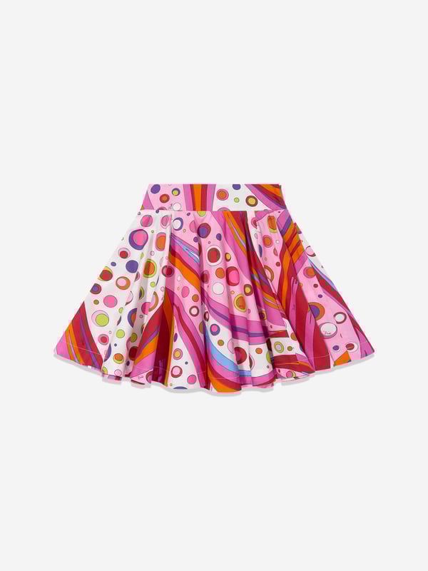 Introducing the exquisite Girls Fontane Print Skirt in Red by Emilio Pucci, a stellar addition for SS2025. Every detail screams luxury style, perfect for elevating your girl's wardrobe. Key highlights include Italian Craftsmanship Meticulously made in Italy, promising superior quality enduring charm. Signature Pucci Print A vibrant red canvas adorned with iconic Pucci motifs, ensuring she stands out. Premium Comfort Constructed from the finest fabrics for all-day ease and play.A timeless piece from Emilio Pucci, destined to capture hearts!