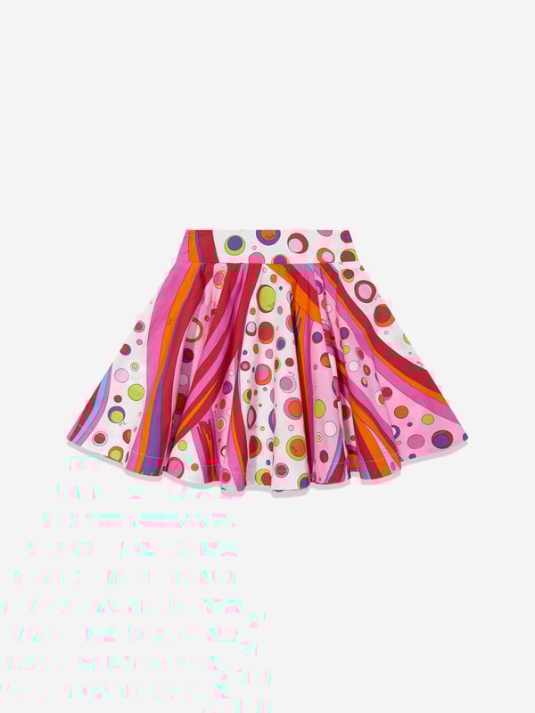 Introducing the exquisite Girls Fontane Print Skirt in Red by Emilio Pucci, a stellar addition for SS2025. Every detail screams luxury style, perfect for elevating your girl's wardrobe. Key highlights include Italian Craftsmanship Meticulously made in Italy, promising superior quality enduring charm. Signature Pucci Print A vibrant red canvas adorned with iconic Pucci motifs, ensuring she stands out. Premium Comfort Constructed from the finest fabrics for all-day ease and play.A timeless piece from Emilio Pucci, destined to capture hearts!