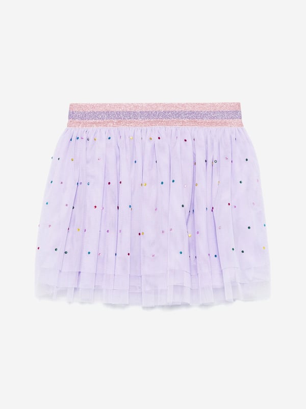 Introducing the exquisite Girls Diamante Tulle Skirt in Purple by Stella McCartney, a splendid addition to your little girl's SS2025 wardrobe. Crafted with elegance sophistication, this skirt radiates charm grace. Enchanting Tulle Fabric The airy tulle adds a fairy-tale touch, perfect for any special occasion. Dazzling Diamante Details Embellished with sparkling diamantes to catch the light beautifully. Lavishing Purple Hue A rich, deep purple that complements any outfit with royal flair.Revamp her collection with this stunning piece from Stella McCartney! Order now let her shine!