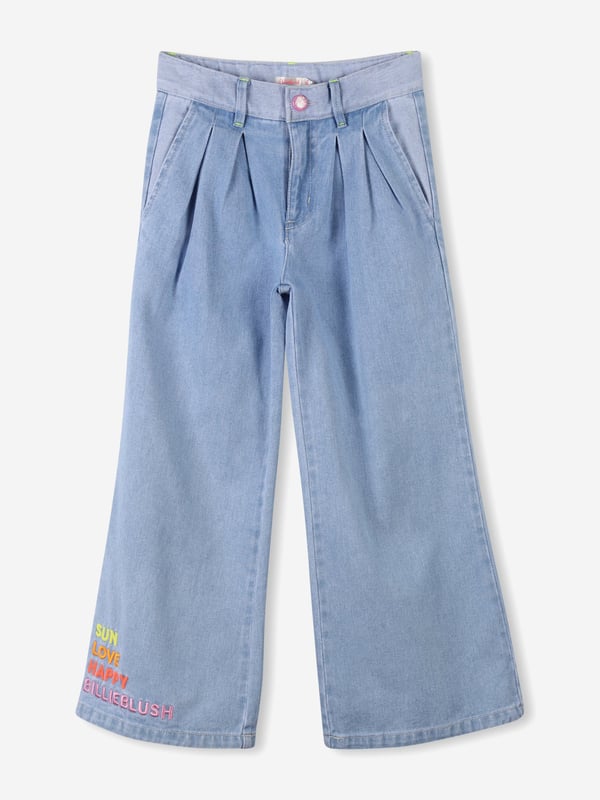Introducing the exquisite Girls Denim Trousers in Blue from billieblush a quintessential addition to the SS2025 wardrobe. Exuding sophistication and premier craftsmanship, these trousers are tailored for the discerning young lady. Key features include Premium Denim Crafted from high-grade denim ensuring durability chic aesthetic. Bespoke Detailing Adorned with delicate embellishments that radiate elegance. Comfort Fit Engineered for comfort, enabling endless adventures.Elevate her style with billieblush's latest denim marvel. Purchase today and witness timeless fashion unfold!