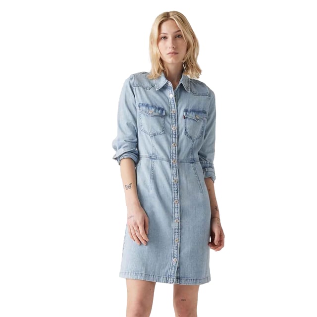 60% Lyocell, 40% Katoen. Stof: Denim. Geschikt: Standaard. Ontwerp: Eenvoudig. Sluiting: Knoopsluiting. Halsuitsnijding: Klassiek, Gekraagd. Mouwtype: Met lange mouwen. Lengte: Mini. Zakken: 2 borstzakken, geknoopt, 2 zijzakken. Manchet: Geknoopt. 10 VK: 37 in.