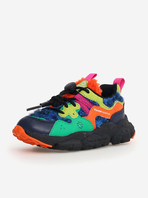 Flower Moutain incorporate natural elements into their vivid and durable designs. These Yamano multicoloured trainers embody the Japnese label's passion for nature landscapes. Crafted from eco-friendly materials, the uppers showcase a mix of colour and nuances that intersect in an interplay of weaves and inlays. The technical fabric lined interiors depict antibacterial cork insoles, while the ultralight rubber bottoms have three shades and shaped exteriors. Rubber Insole Textile Internal Material Cork Exterior Material Eco-Leather-Textile