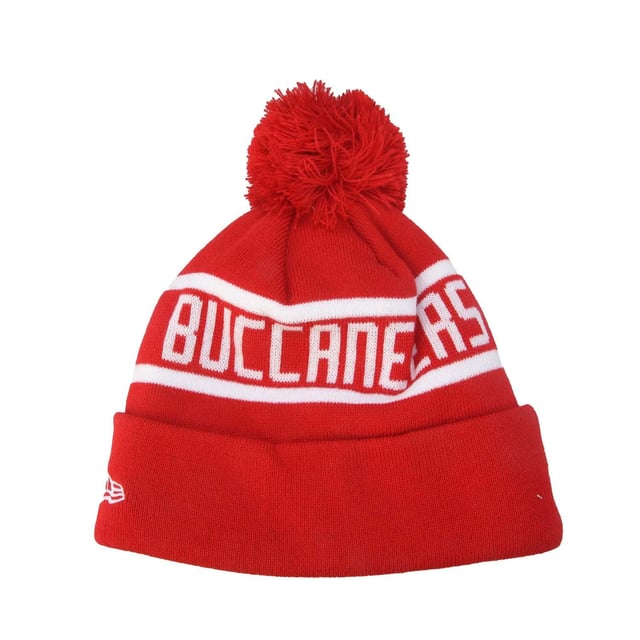 New Era Volwassen uniseks Buccaneer muts (Rood) 100% acryl. Voering: Fleece. Stof: Gebreid. Ontwerp: Bobble, Kuif, Geborduurd. Opgedraaid manchet. 100% Officieel Gelicentieerd.