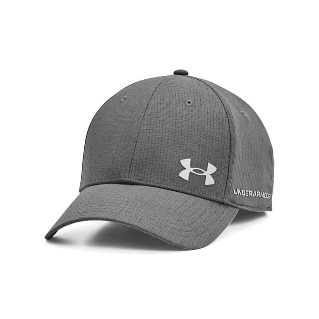 Marke: Under Armour. Design: Logo, Unifarben. 5-reihiges Nähen, Oben mit Knopf, Mit gebogenem Rand, Verkleidet. Gewebetechnik: ArmourVent, Atmungsaktiv, langlebig, Iso-Chill-Material, Leicht, Schnell trocknend, Stretch. Verstellbarer Gurt.