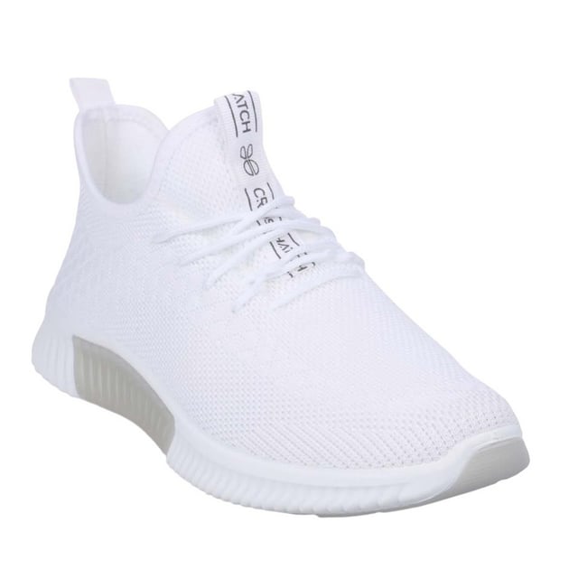 Marke: Crosshatch. Obermaterial: Flyknit, Stoff. Futterstoff: Stoff. Laufsohle: Synthetischer Stoff. Ösen: 4. Gurtband mit Markenlogo, Anziehlasche. Absatz: Flach. niedrig geschnitten. Design: Unifarben. Zehenstil: Rund. Zum Schnüren.