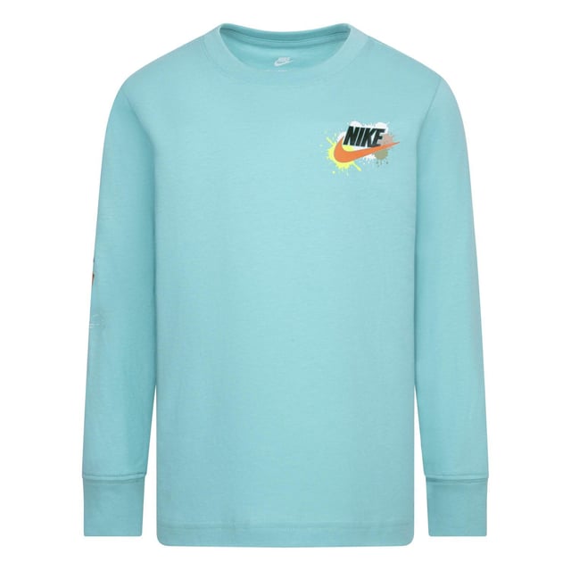 60% Cotton, 40% Polyester. Fabric: Jersey, Knitted. Design: Paint Splatter, Swoosh, Text. Neckline: Crew Neck, Ribbed. Sleeve-Type: Long-Sleeved. Cuff: Ribbed. Tagless. Fit: Regular. 4 Years: 22 in. 5 Years: 23 in. 6 Years: 24 in. 7 Years: 25 in. 3-4 Years: 21 in.