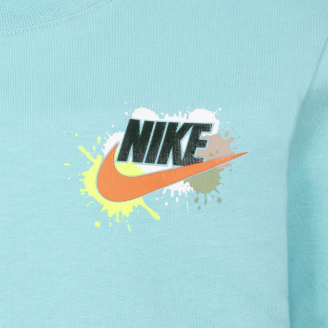 60% Cotton, 40% Polyester. Fabric: Jersey, Knitted. Design: Paint Splatter, Swoosh, Text. Neckline: Crew Neck, Ribbed. Sleeve-Type: Long-Sleeved. Cuff: Ribbed. Tagless. Fit: Regular. 4 Years: 22 in. 5 Years: 23 in. 6 Years: 24 in. 7 Years: 25 in. 3-4 Years: 21 in.
