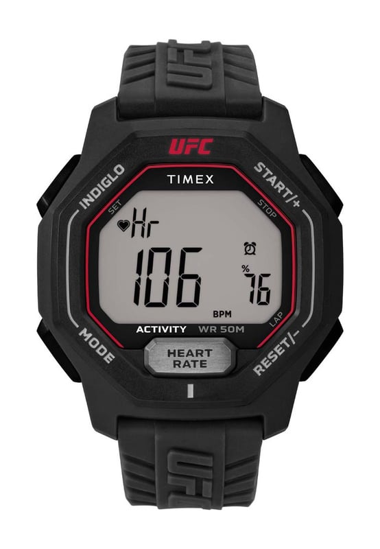The Mens UFC Spark Watch TW2V83800 is a great example of the Timex watch range. You can buy with confidence that your TW2V83800 Mens UFC Spark Watch is fully covered by the official Timex warranty.  Dimensions (cm): 10x4x6