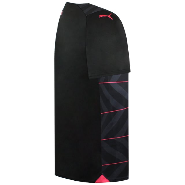 Show your passion for the Rosanero in sleek style with the Puma Palermo FC Away Men’s Football Shirt. Designed for performance and pride, this official away jersey features a bold black colourway with refined club detailing — perfect for fans and players who live the game.
Key Features:
Lightweight Performance Fabric:

Crafted from breathable polyester for comfort on and off the pitch, with a smooth feel ideal for match days or casual wear.

dryCELL Moisture-Wicking Technology:

Draws sweat away from the body to keep you cool and dry during training, games, or support in the stands.

Athletic Fit:

Tailored for movement and comfort, offering a streamlined silhouette without restricting flexibility.

Official Palermo FC Club Crest:

Embroidered or heat-pressed on the chest, proudly showcasing the identity of the iconic Sicilian team.

Puma Cat Logo Branding:

Positioned on the opposite chest and sleeves, bringing a professional finish to the match-ready look.

Whether you're training, spectating, or styling it off the pitch, the Puma Palermo FC Away Shirt offers elite comfort and unmistakable club pride in a bold black look.