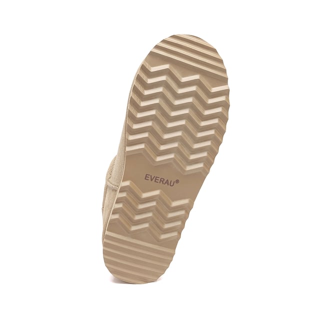 Ultra Mini Platform Boots – Stilvoll und Warmbleiben  
Bleiben Sie stilvoll und warm mit den Ultra Mini Platform Boots – einer perfekten Kombination aus Mode und Funktionalität. Hergestellt aus weichstem Schaffell und einer modernen Plateausohle, verleihen diese Boots jedem Outfit sofortige Höhe und halten Ihre Füße bequem und warm.  
Das hochwertige Rindsveloursleder-Obermaterial ist mit einer wasserabweisenden Beschichtung versehen, um Schmutz und Feuchtigkeit abzuwehren und die Pflege zu erleichtern. Im Inneren sorgt das atmungsaktive Schaffellfutter für eine natürliche Temperaturregulierung und nimmt Feuchtigkeit auf, damit Ihre Füße den ganzen Tag trocken und gemütlich bleiben.  
Mit einer robusten, aber leichten EVA-Gummisohle, die für Grip und Langlebigkeit konzipiert ist, sind diese Boots ideal für die Straßen der Stadt oder gemütliche Wochenendspaziergänge. Ihr neutraler Kastanienfarbton und die schlanke Silhouette machen sie mühelos vielseitig – kombinieren Sie sie mit Jeans, Leggings oder Loungewear für einen trendigen Winterlook.  
Hauptmerkmale:

- Wasserabweisendes Obermaterial: Hilft, Schmutz und Feuchtigkeit abzuwehren und erleichtert die Pflege.  
- Atmungsaktives Lederfutter: Weich und sanft für ganztäglichen Komfort.  
- Luxuriöses Schaffell: Bietet plushige Wärme und feuchtigkeitsableitende Eigenschaften.  
- Unterstützende Sohle: EVA-Gummisohle sorgt für Grip, Flexibilität und Langlebigkeit.  
- Rutschfeste Traktion: Stark profilierte Sohle für mehr Stabilität auf glatten Oberflächen.  
- Trendiges Plateaudesign (ca. 5 cm): Verleiht Höhe und lässt sich leicht mit lässigen oder eleganten Outfits kombinieren.  

Materialien:

- Obermaterial: Rindsvelours  
- Futter: Schaffell  
- Innensohle: Schaffell  
- Sohle: EVA-Gummi  
- Plateauhöhe: Ca. 5 cm