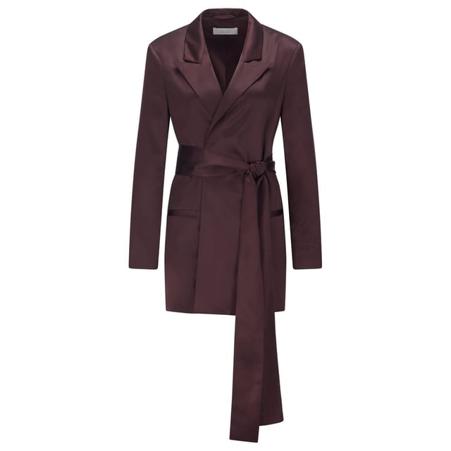 Außenmaterial (%): 93% Viskose, 7% Wolle. Futtermaterial (%): 57% Viskose, 39% Polyamid, 4% Elastan. Gewebe: Satin. Design: Unifarben. Revers. Langärmlig. Wickel. Taschenart: Zwei Seitentaschen. Selbst Gewebeband, Bindegürtel. 36 DE: 84 cm. 38 DE: 88,9 cm.