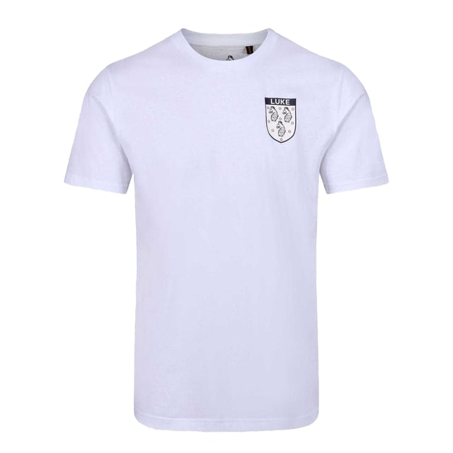 100% Katoen. Stof: Zachte aanraking. Ontwerp: Badge, gedrukt. Halslijn: Crew Neck, Ribbed. Mouwtype: Korte mouwen. Getapete details. M: 40 in. L: 42 in.