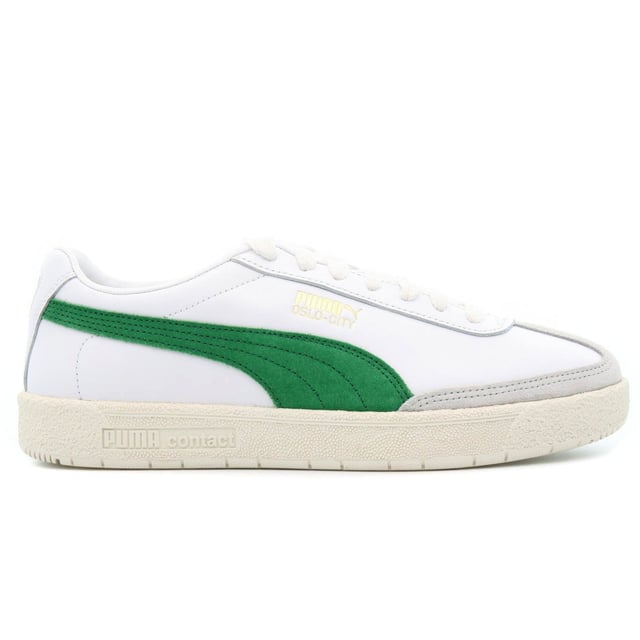 Clean, classic, and elevated — the Puma Oslo-City Premium Men’s Trainers bring a timeless streetwear silhouette to modern wardrobes. Originally introduced for the 1952 Oslo Winter Games, this heritage style returns with premium materials and minimalist design, redefined in a crisp all-white finish.
Key Features:
Premium Leather Upper:

Smooth and supple leather construction for a clean look and elevated everyday comfort.

Low-Profile Rubber Midsole:

Provides lightweight cushioning and a stable, streamlined base ideal for all-day wear.

High-Grip Rubber Outsole:

Delivers durable traction and a retro-inspired tread pattern that nods to the shoe’s sport roots.

Tonal Detailing &amp; Minimal Branding:

Subtle Puma Formstrip and gold-foil Puma branding offer understated elegance with vintage character.

Textile Lining &amp; Padded Collar:

Enhances internal comfort with a soft fit around the ankle and foot.

Classic Lace-Up Closure:

Allows for an adjustable and secure fit, maintaining the timeless sneaker silhouette.

Whether you’re embracing vintage vibes or elevating your off-duty rotation, the Puma Oslo-City Premium Trainers deliver heritage charm with a contemporary edge.