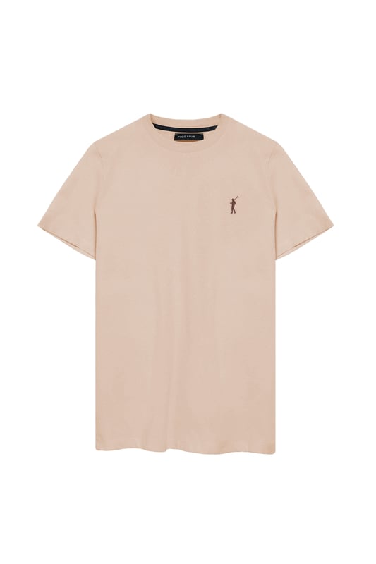 T-Shirt blush pink mit Rundhalsausschnitt und gummiertem Big Rigby Go-Logo Dieses Baumwoll-T-Shirt kombiniert Komfort mit Stil und eignet sich perfekt für jeden Anlass. Sein gerippter Rundhalskragen sorgt für einen perfekten Sitz, während die marineblauen Details und das gummierte, etwas größere Rigby Go-Logo auf der Brust ihm einen besonderen Touch verleihen.