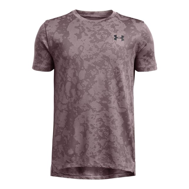 Under Armour - "Tech" Ventil T-Shirt für Kinder (Grau) 100% Polyester. Gewebetechnik: Atmungsaktiv, Leicht, Feuchtigkeitsabweisend, Geruchskontrolle, Verhindert Reibung, Schnell trocknend. Gewebe: Trikot, Jerseyware. Design: Geode, Logo, bedruckt. Unterarmzwickel, Ventiliert. Passform: Lose. Rundhalsausschnitt. Kurzärmlig. 116: 62,23 cm. 128: 68,58 cm. 140: 73,66 cm. 158-164: 78,74 cm. 146-152: 76,2 cm.