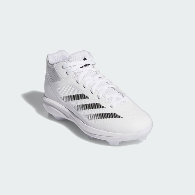 Give them the confidence they need in the batter's box or out in the field in these kids' adidas baseball cleats. Built with a mesh upper for elevated airflow, these cleats pair a Lightstrike midsole with a Geofit padded collar for ultralight comfort and outstanding support. The TPU cleats on the synthetic outsole keep them firmly rooted to the ground when they're swinging away or swiping second base.  - Regular fit - Lace closure - Mesh upper - Textile lining - Geofit padded collar - Lightstrike cushioning - Synthetic outsole with TPU cleats  Shipped by adidas