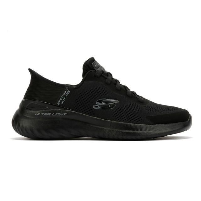 Skechers Bounder 2.0 Emerged Heren Zwarte Sneakers Ervaar moeiteloos, flexibel comfort met de Skechers Hands Free Slip-ins®: Bounder 2.0 - Emerged. Deze lichtgewicht, vegan-vriendelijke sneaker is gebouwd met een ademend, technisch mesh-bovenwerk en stretch-vetersluiting voor eenvoudig, slip-on gemak. Met Skechers' exclusieve Slip-ins® gevormd hielpaneel met Heel Pillow™ technologie voor een veilige, met kussens gevulde pasvorm, en afgewerkt met een Skechers Air-Cooled Memory Foam® binnenzool voor langdurig, de hele dag comfort.