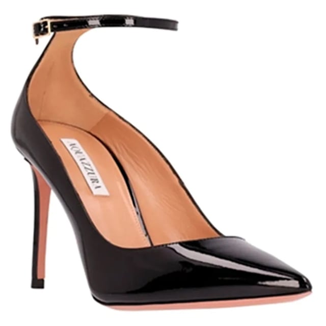 Composition: 100% calf leather  

Inner: Leather
Insole: Leather
Sole: Leather
Pointed toe
Patent effect
Branded insole
Adjustable buckled ankle strap
Heel 8,5 cm
Gender: WOMEN
Product code: LVAMIDP0PAT_NRO
Code: SHO ZU 2 PM SS25 13633
 Measurments:  width: 1 mm length: 1 mm height: 85 mm strap length: 1 mm handle drop: 1 mm