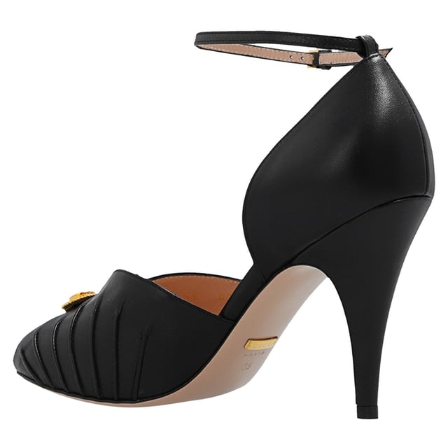 Composition: 100% Leather  

Inner: 100% Leather
Insole: 100% Leather
Sole: 100% Leather
Heel: 10.0 cm / 25.4 in
branded insole
Open toe
Gold-colored metal application
'Interlocking G' logo
Ankle side buckle fastening
Made in  Italy
Gender: WOMEN
Product code: 727516 C9D00_1000