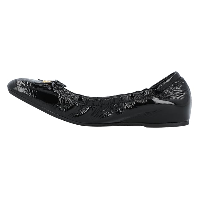 - Black, goatskin, patent finish, ruched detailing, VLogo Signature, square toe, slip-on style, flat sole
- Lining: Goat Skin 100%. Sole: Plastic 100%. Outer: Goat Skin 100%