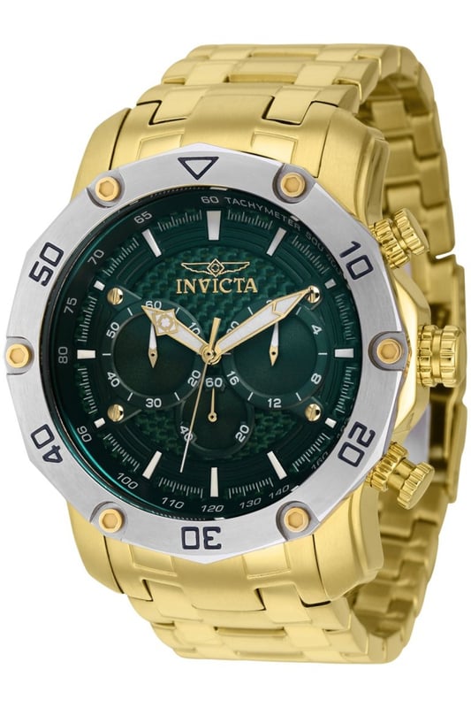 Das Invicta 38445 hat ein 50 millimeter Edelstahl gehäuse mit einem grünen Zifferblatt.
Dieses Modell wird von einem präzisen  Quarzuhrwerk angetrieben.
10 bar Wasserdichtigkeitszertifizierung.
Dieses Modell ist von der Invicta Pro Diver Kollektion.

2 Jahre Garantie.