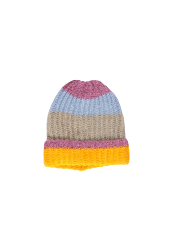 Marca: Piezas.
  Genero: Mujer.
  Tipo: Gorras.
  Temporada: Otono/Invierno.
  Color: amarillo.
  Patron: rayas.
  Codigo del articulo: 17143898.
  Composicion: 47% acrilico 3% lycra 50% poliester.
  Lavado: lavar a maquina a 30Â°.