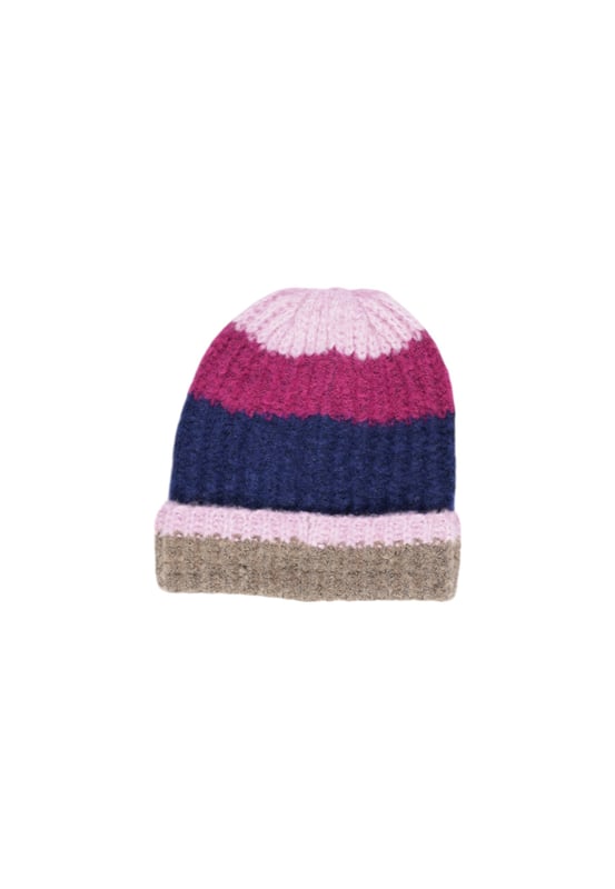 Producto: Gorra de mezcla acrilica a rayas.
  Marca: piezas.
  Genero: Mujeres.
  Tipo: gorras.
  Temporada: Otono/Invierno.
  Color: azul.
  Patron: rayas.
  Codigo del articulo: 17143898.
  Composicion: 47% acrilico 3% lycra 50% poliester.
  Lavado: lavar a maquina a 30Â°.