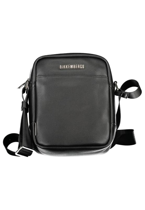 Black polyethylene shoulder bag
  Adjustable shoulder strap
  2 inside pockets
  Zip closure
  Logo
  Designed for men
Material: Polyethylene