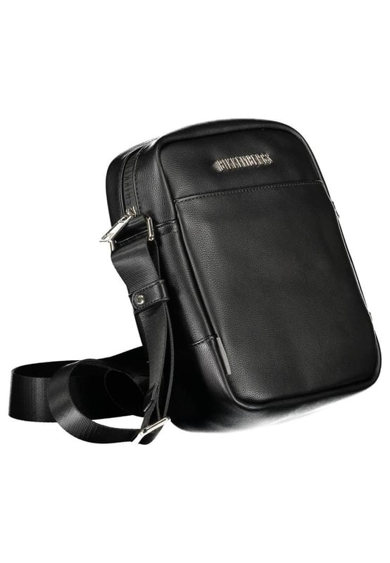 Black polyethylene shoulder bag
  Adjustable shoulder strap
  2 inside pockets
  Zip closure
  Logo
  Designed for men
Material: Polyethylene