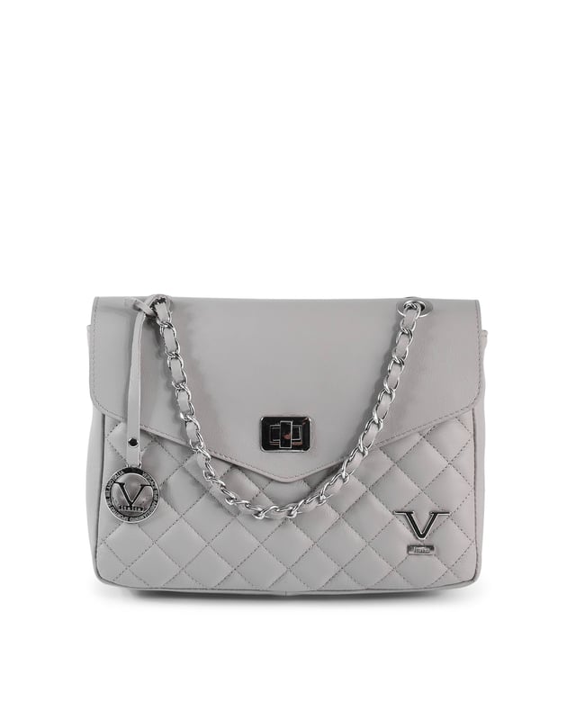Bolso de lujo para mujer.
  Hecho de 100% cuero.
  Disenado y fabricado en Italia.
  Color gris.
  Dimensiones: 27x19x7 cm.
  Eleccion de alta calidad y lujo.