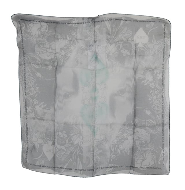 100% silk scarf from CNC Costume National
  Gray printed design
  Logo details
  Made in Italy
  Dimensions: 65cm x 65cm
  Suitable for women
Material: 100% Silk
