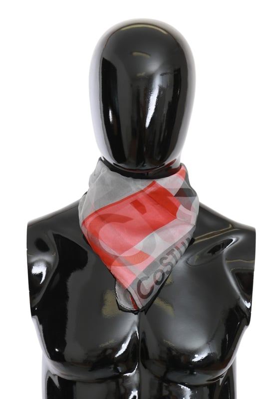 Brand: CoSTUME NATIONAL CNC
  Gender: Men
  Color: Gray and red
  Material: 100% Silk
  Made in Italy
  Size: 65cm x 65cm