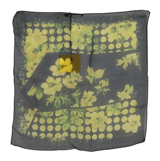 Brand: GF FERRE
  Condition: Brand new with tags
  Gender: Women
  Color: Black yellow
  Material: Silk
  Logo details
  Made in Italy
  Size: 45 cm x 45 cm