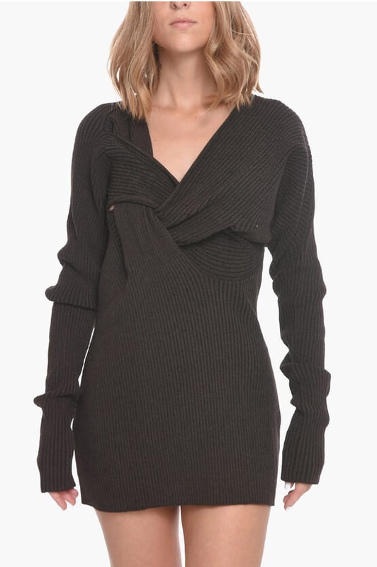 Otoño-Invierno, Marrón, Manga larga, Punto grueso, Hecho en Italia, Minifalda, Casual, P534021